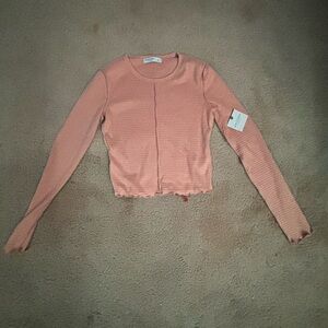 Arizona Jean Company Pink Fitted Crop Blouse